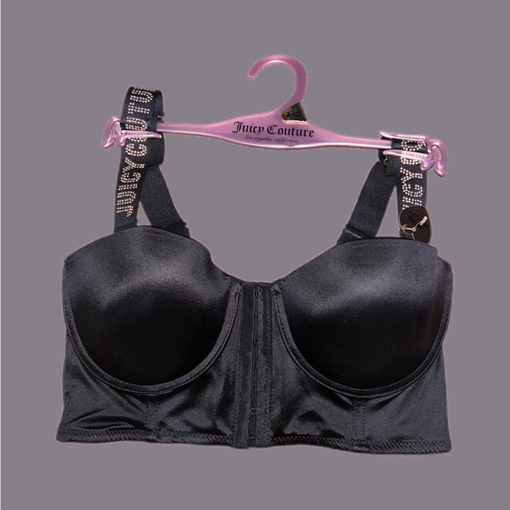 Juicy Couture Corset bra 34C studded removable straps rare black